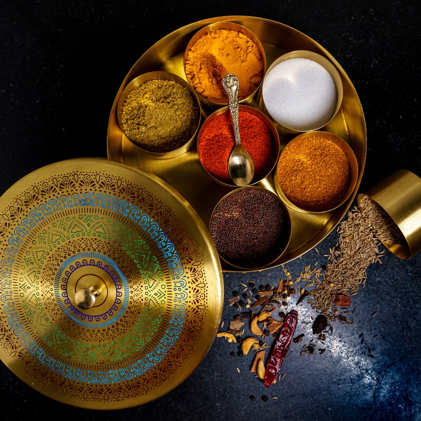 Mandala Design Brass Masala Box