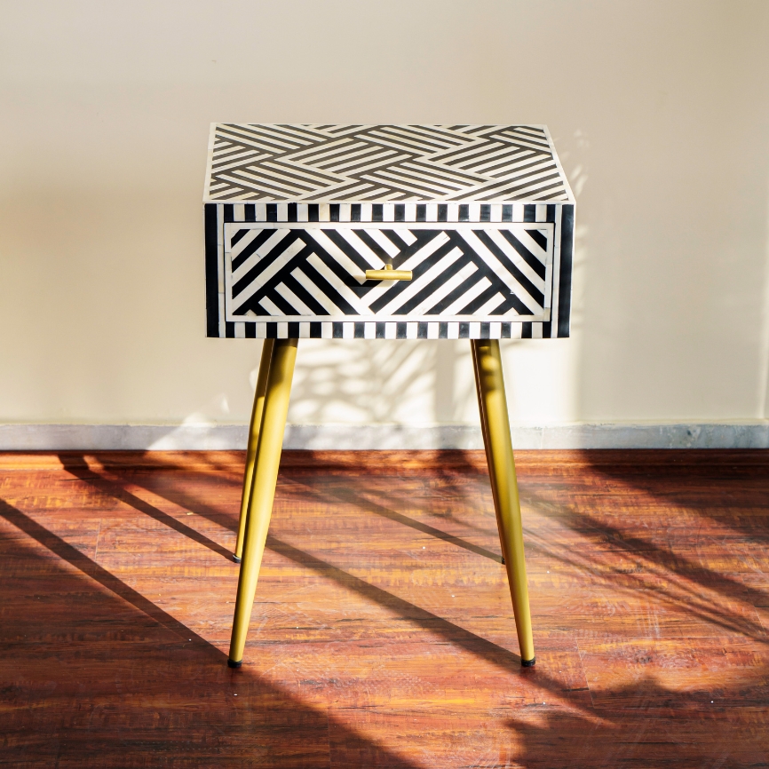 Bone inlay Bedside Table