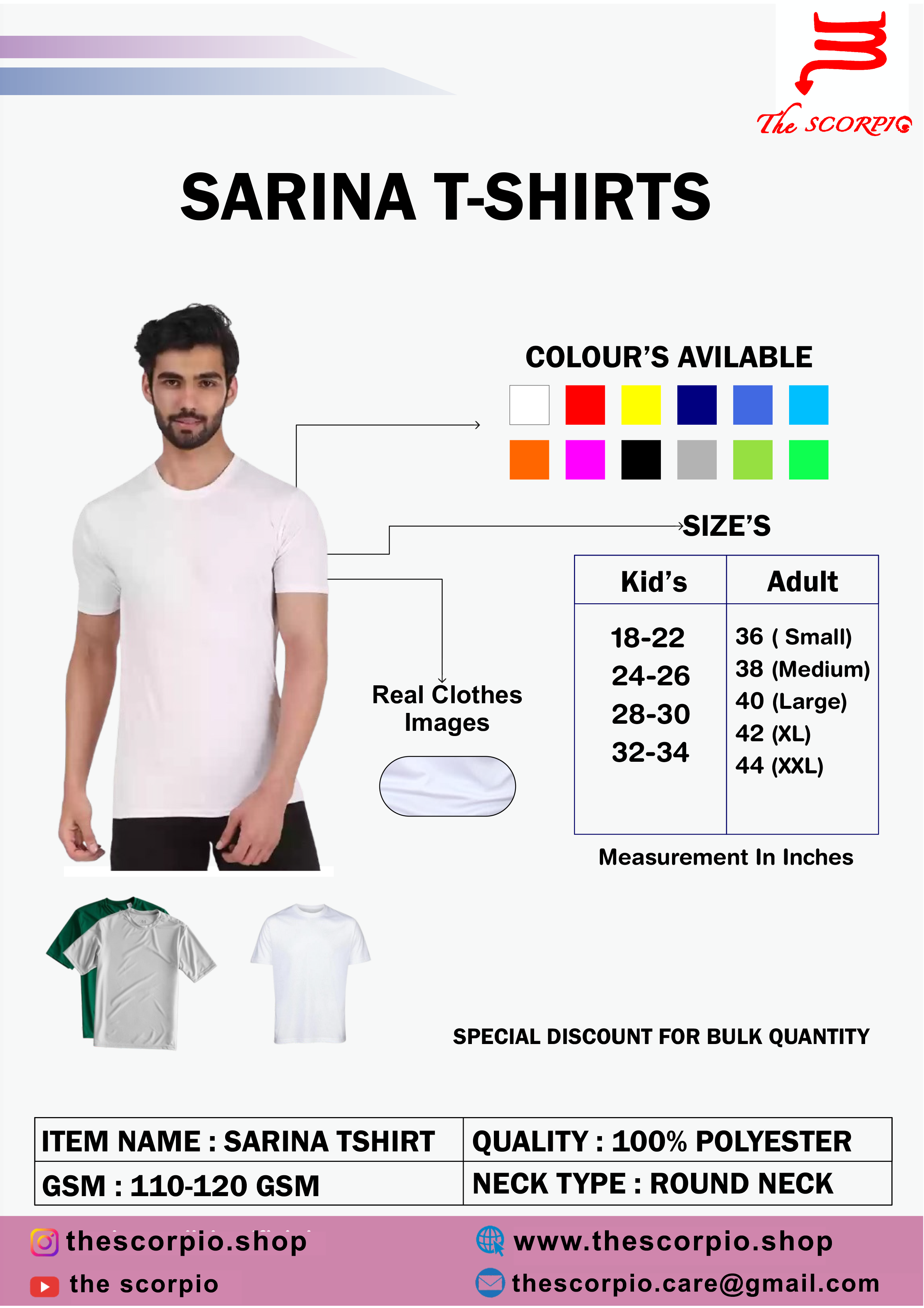 The Scorpio Black Solid Polyster Round Neck T-Shirt for Men