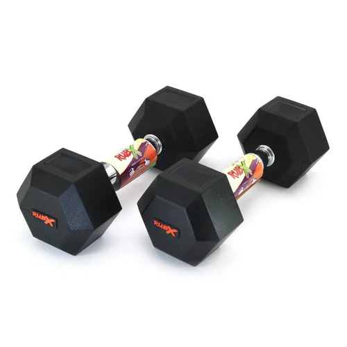 Rubber Coated Hex Cast Iron Dumbbell