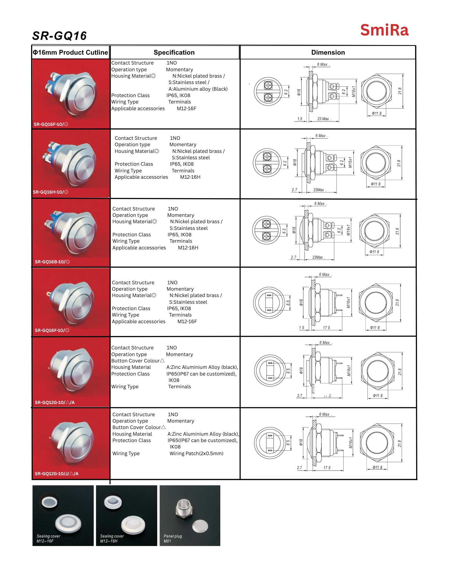 Pushbutton Switch-(16mm) SR-GQ16