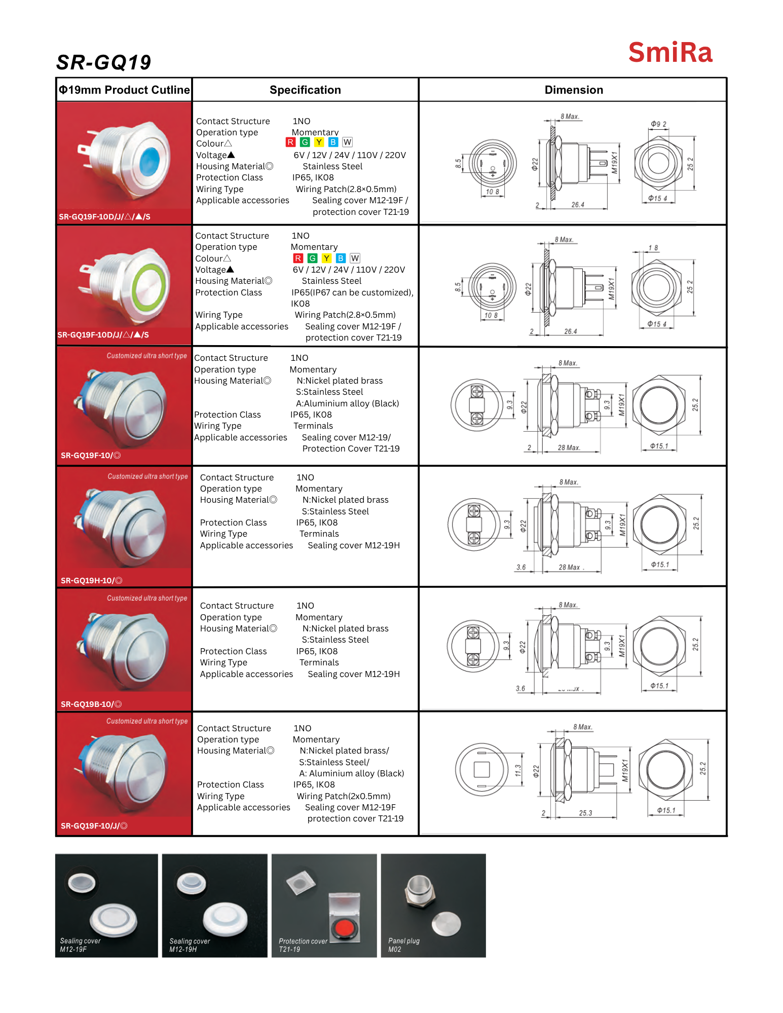 Pushbutton Switch-(19mm) SR-GQ19